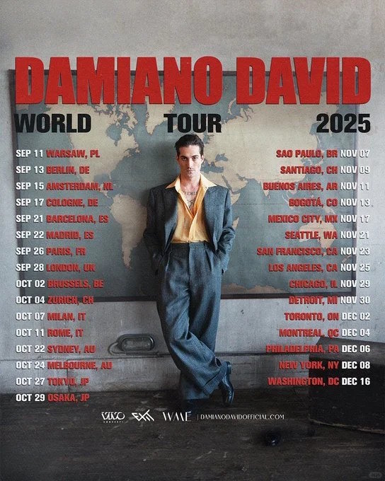 Damiano David 2025北美巡演