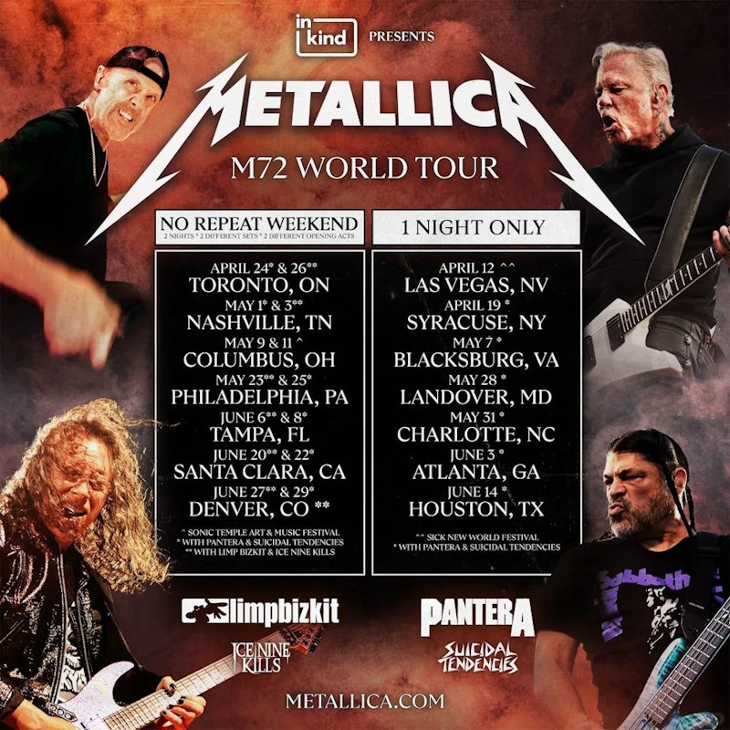 重金属摇滚乐队Metallica北美演唱会